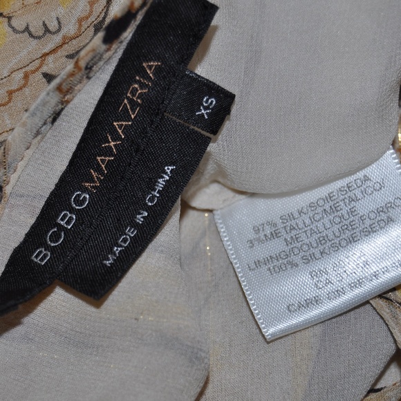 BCBGMAXAZRIA Gold Metallic Stripe Paisley Blouse - Picture 6 of 6